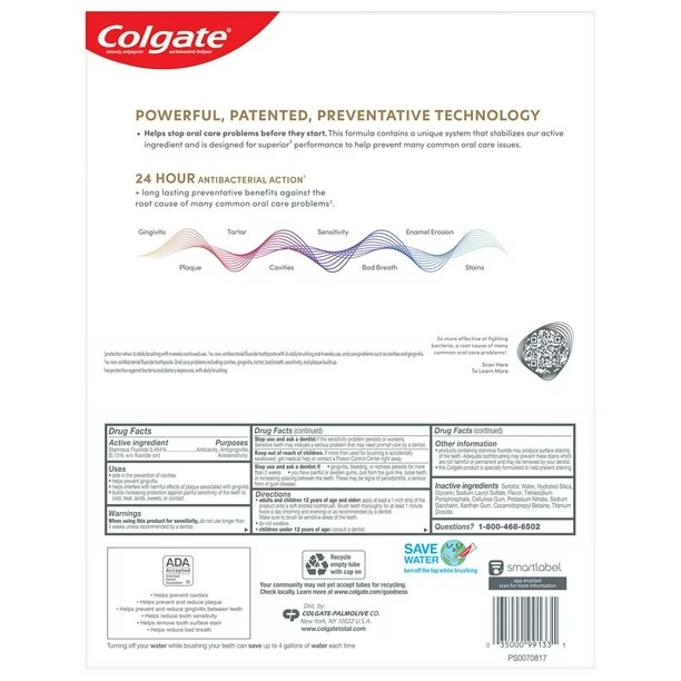 Colgate Total Whitening Toothpaste, 6 oz., – Image 3
