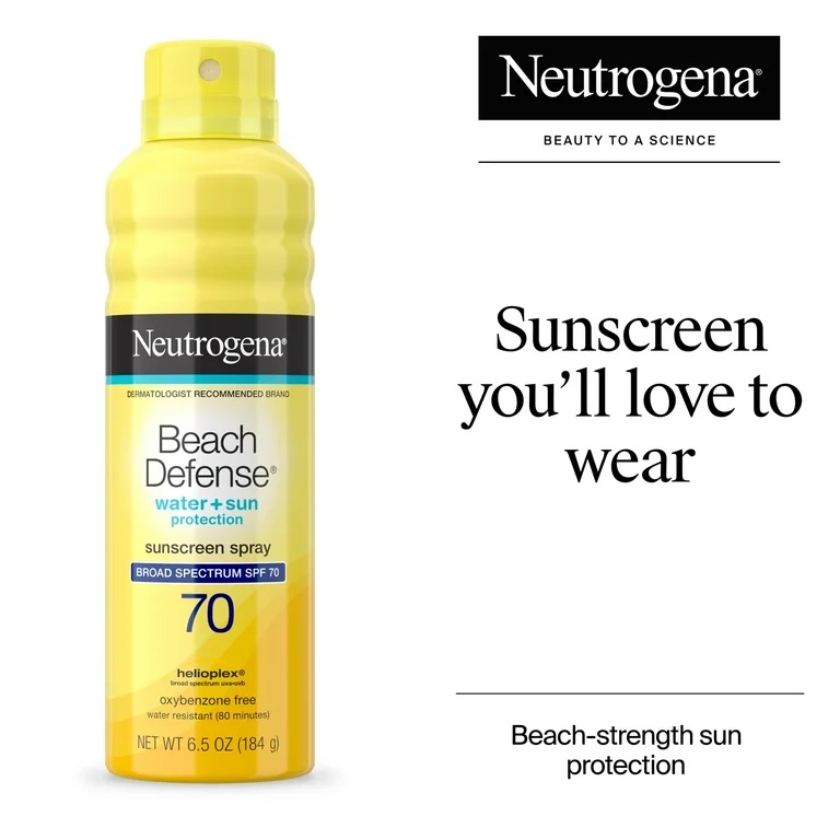 Il s’agit du spray solaire :
Neutrogena Beach Defense SPF 70 (6,5 oz / ~184 ml) – Image 2